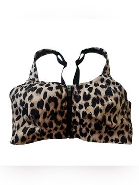 Victoria's Secret VSX Leopard Front-Zip Sports Bra - Black & Tan